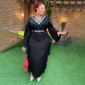 African fashionexport obese plus sizev neckelegantwork clothingdress women's clothing high waistlong sleeves long skirt