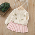 Girls' cardigan set - new autumn  collection: handmade floral knit sweater dress set for girls, kids' sweater outfit