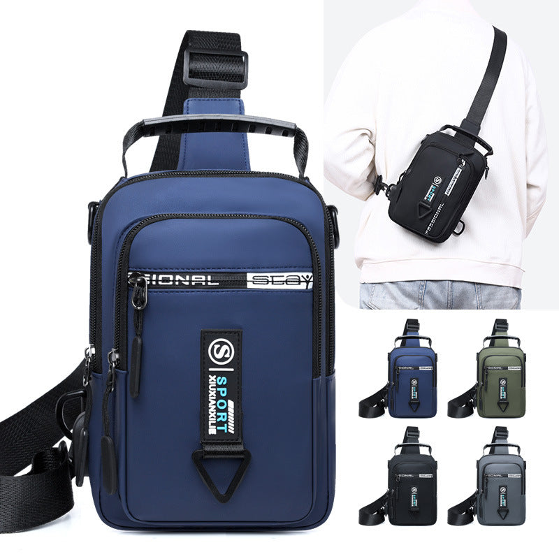 New men's breast bag trendy fashion multi-functional business commuting shoulder bag outdoor leisure travel portable messenger bag