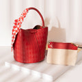 Large capacity bucket bag - 2025 new arrival: high-end, unique design, red bridal wedding bag for women, versatile for spring/summer