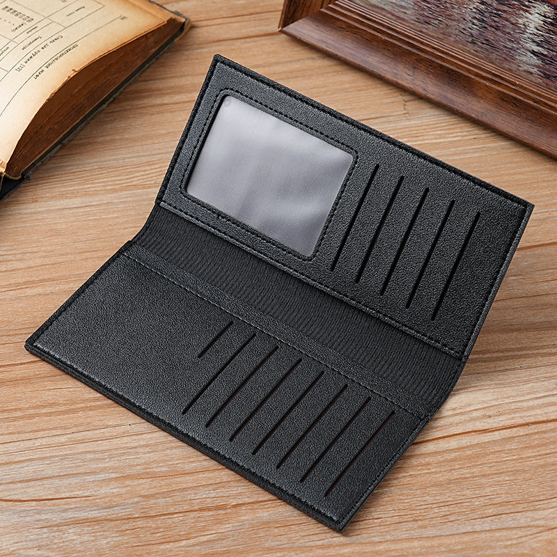 Popular fashion simple solid color wallet men's light and thin new long card bag multi-card position wallet card holder certificate