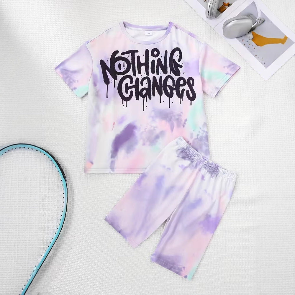 wholesale girls' short-sleeve and shorts sets, fashionable spring, summer, and autumn outfits for girls