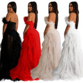 X6223 cross-border   fashion women's solid color sleeveless bandeau mesh maxi dress