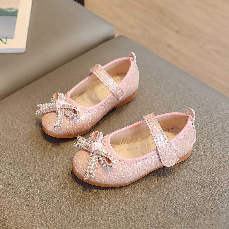 Girls' princess shoes - new spring/autumn  collection: stylish crystal embellished leather shoes for little girls, soft sole flats