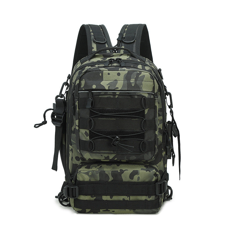 Cross-border outdoor mountaineering bag large-capacity sports backpack trendy camouflage multi-compartment fishing bag casual messenger bag men