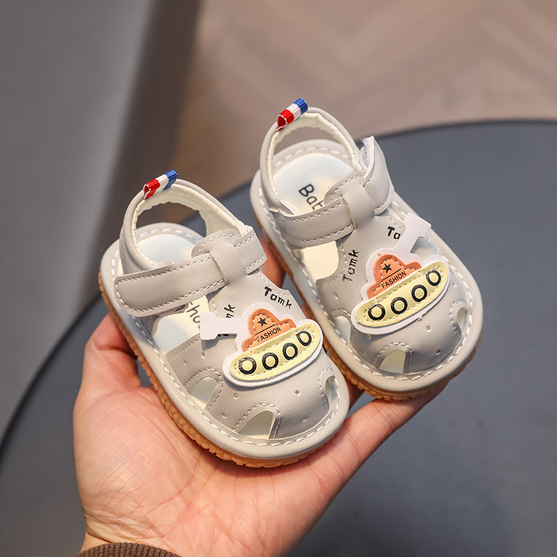 New korean-style squeaky sandals for babies,  summer collection, girls' shoes for ages 0-2, and squeaky pre-walker shoes for baby boys