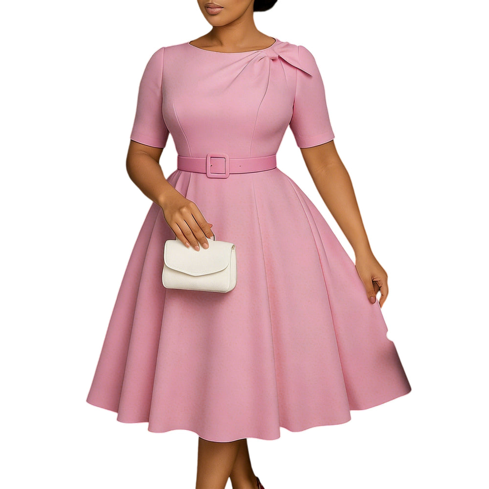 D3361  cross-border e-commerce new fashion elegant and chic evening dress - round neck, short sleeve, african style dress