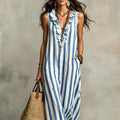 european and american independent station   spring summer new bohemia flying sleeves printing stripes long