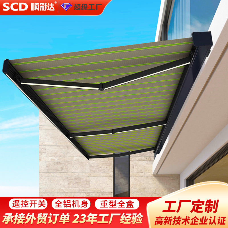 Shun caida heavy-duty electric full box retractable awning canopy for villa terrace outdoor sun protection - extendable 4m