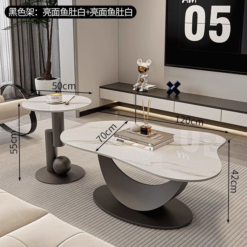 Modern minimalist rock slab coffee table - perfect for small spaces, living rooms, and home use. new irregular cloud-shaped design