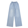 Girls' summer lightweight pants  new style: big girls' ice silk tencel jeans, middle school slim fit wide leg pants