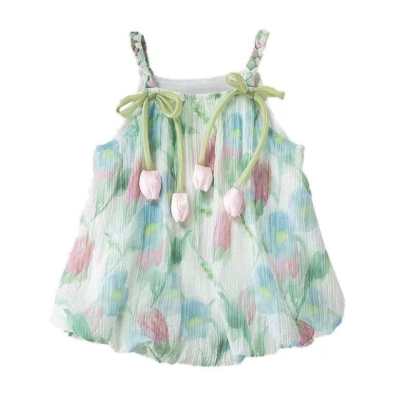 Girl summer clothes fresh sling outing jumpsuit summernew arrivalk-stylefashionable baby girl summer sling romper