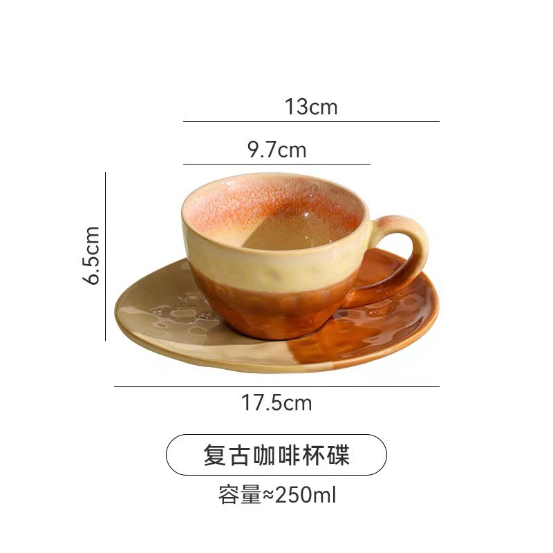 Afternoon tea office ceramic mug stylish kiln-turned retro style embossed milk coffee cup tea cup water cup