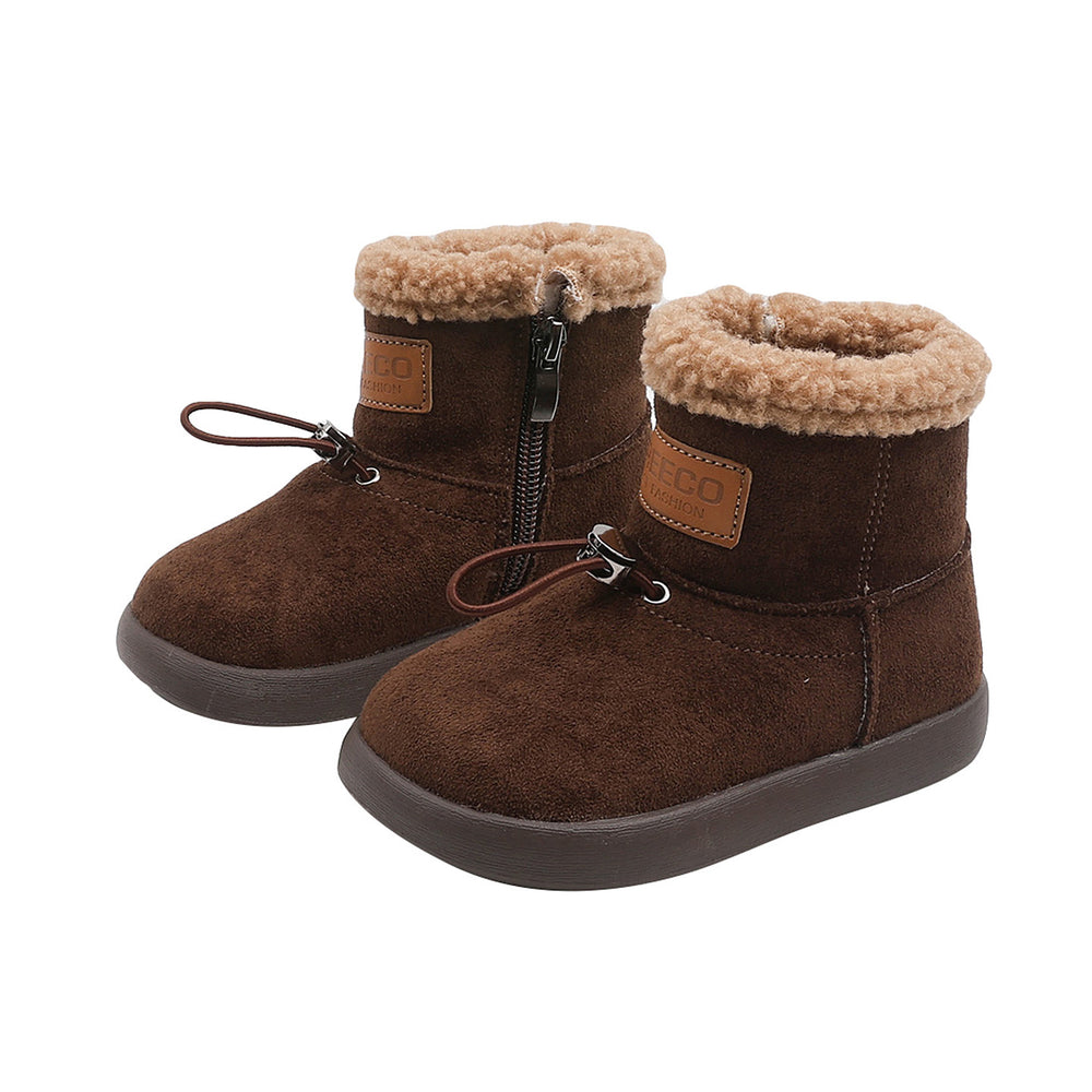 winter new boys' retro trendy cotton boots korean style chic versatile girls' lambswool fashion boots