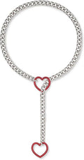 Red love heart and silver chain