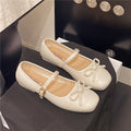French chic elegant women's flats - 2026 new collection: soft, fairy-tale style mary janes with bow detail