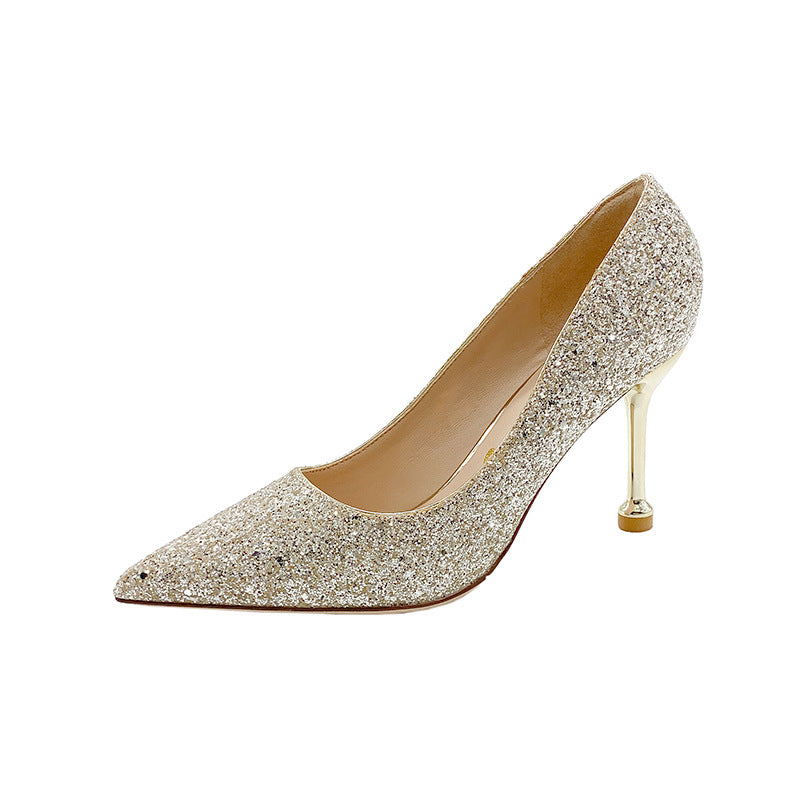 Crystal wedding shoes for women 2023 new arrival gold xiuhe main wedding dress two-wear bridesmaid high heels bridal shoes not tired feet