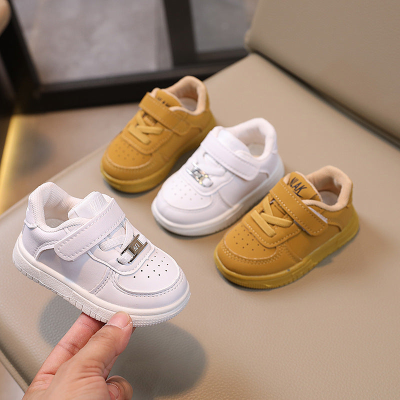 Kids' & baby's sneakers: spring/autumn boys' shoes, first walkers, soft sole, non-slip, girls' breathable athletic white shoes, ages 1-6