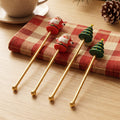 304 stainless steel christmas reindeer & snowman stirring spoon set - coffee, milk tea, dessert spoons - exquisite gift box packaging - wholesale