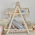Here are a few options, depending on the specific nuance you want to convey:  **option 1 (most common & versatile):**  double-layer desktop organizer basket - home storage for snacks, fruits, and vegetables  **option 2 (more descriptive):**  two-tier desk