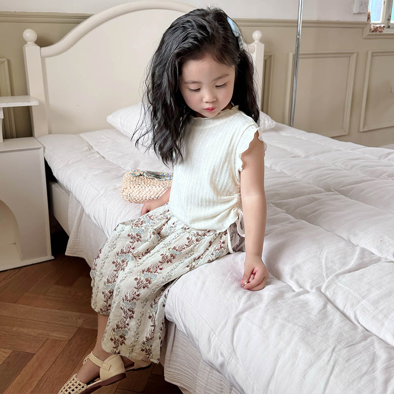 Girls' tank top set - new  korean style, chic, lightweight, breathable, casual two-piece outfit