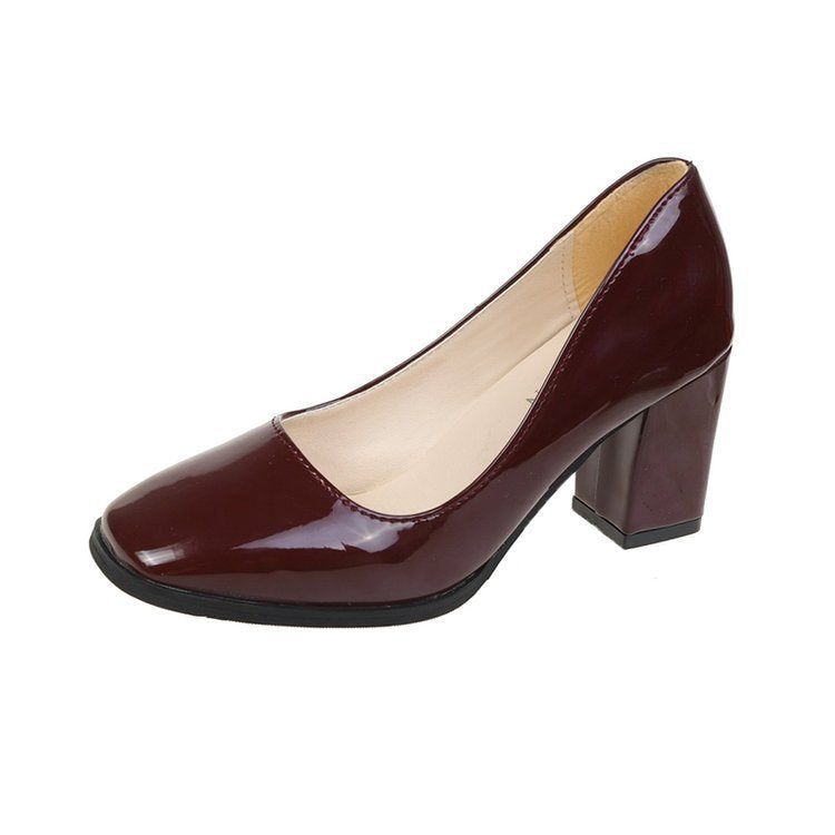 High-heeled casual women's shoes, spring 2026 new collection, fashion square toe block heel, wholesale foreign trade sizes 42-43 plus size women's shoes