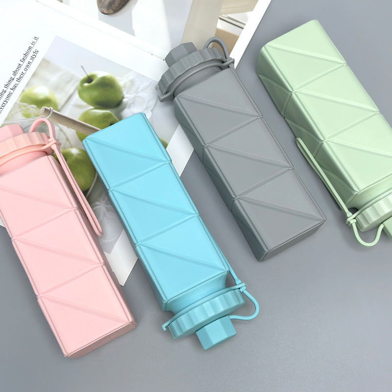 Cross-border new silicone folding water cup sports cycling water cup outdoor portable silicone kettle food grade high temperature resistance