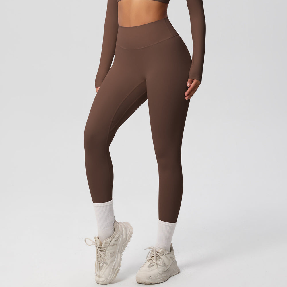 Ready-to-ship cross-border double-sided brushed, form-fitting, breathable solid color training yoga set, eight-piece athletic running fitness outfit for women