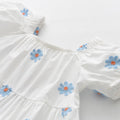Girls' dress - new cross-border summer collection - white daisy print dress - toddler & little girl lantern sleeve cotton a-line dress
