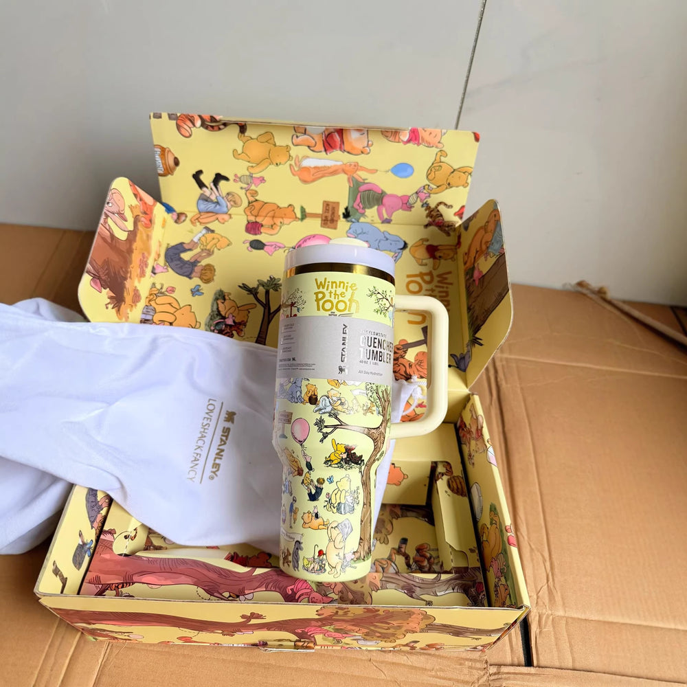 bestseller: winnie the pooh stanley collaboration stainless steel insulated tumbler - perfect for outdoor adventures!