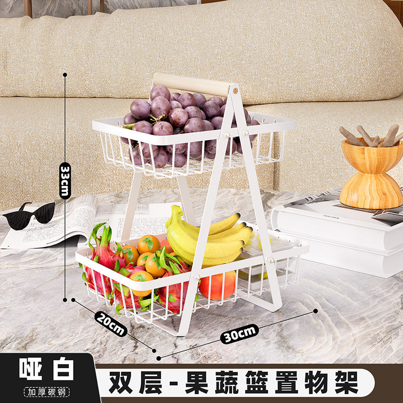 Shelf Home Desktop Double Layer Storage Basket Desktop Storage Basket Snack Storage Basket Fruit Basket Fruit and Vegetable Basket