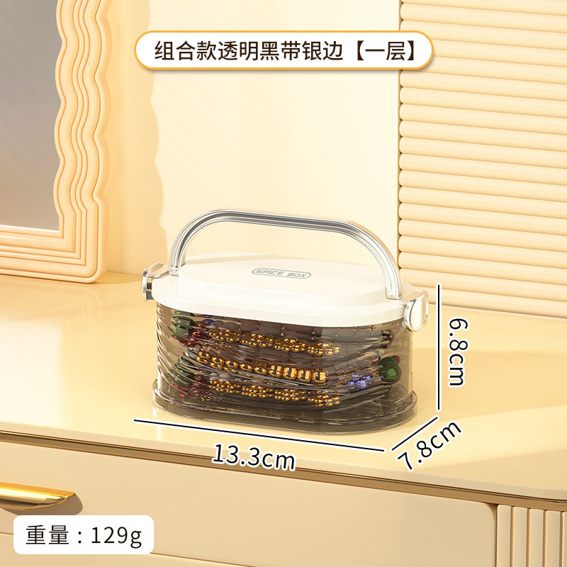Cross-border transparent jewelry box, ring, earrings, hairpin ring, multi-layer desktop storage box, portable classification jewelry storage box.