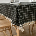 Ins tablecloth fabric cotton and linen small fresh scandinavian style populargirl heart plaid coffee table dining table dormitory desk mat