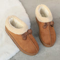 Winter fleece-lined snow boots with bow detail - anti-slip, warm, plus size, export quality, northeast china cotton shoes