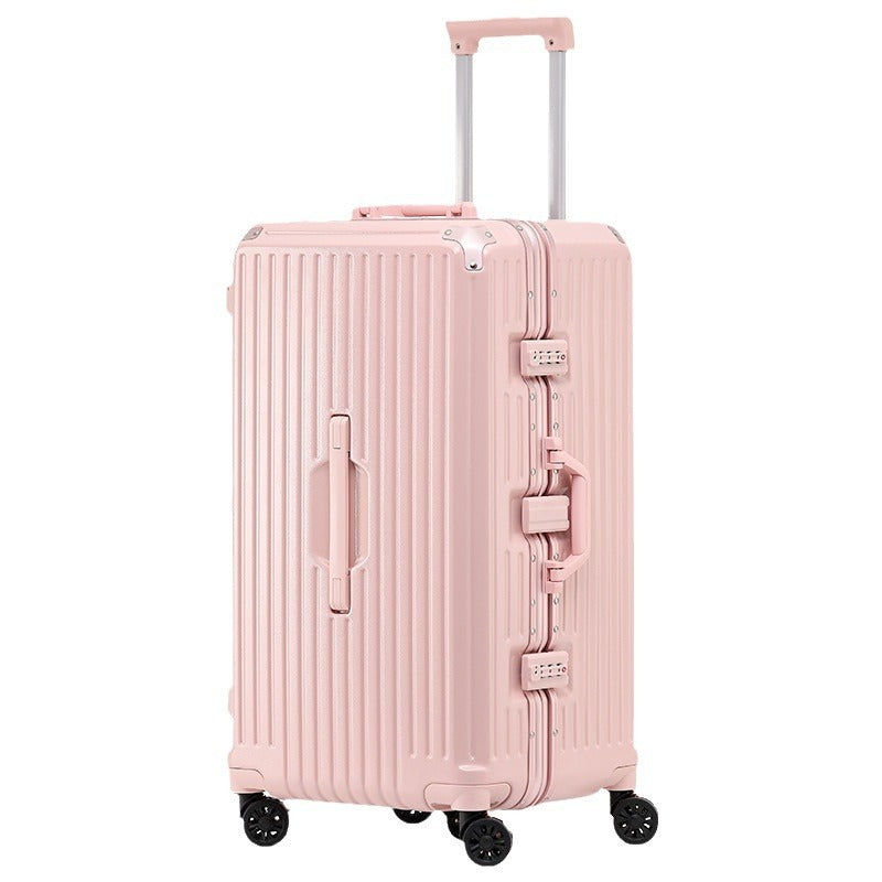 Large capacity aluminum frame suitcase 26 inch anti-drop suitcase brake wheel student trolley case password case leather case