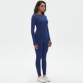fashion seamless knittingpure color tight high elastic yoga suit sports running fitness suit two-piece set for women