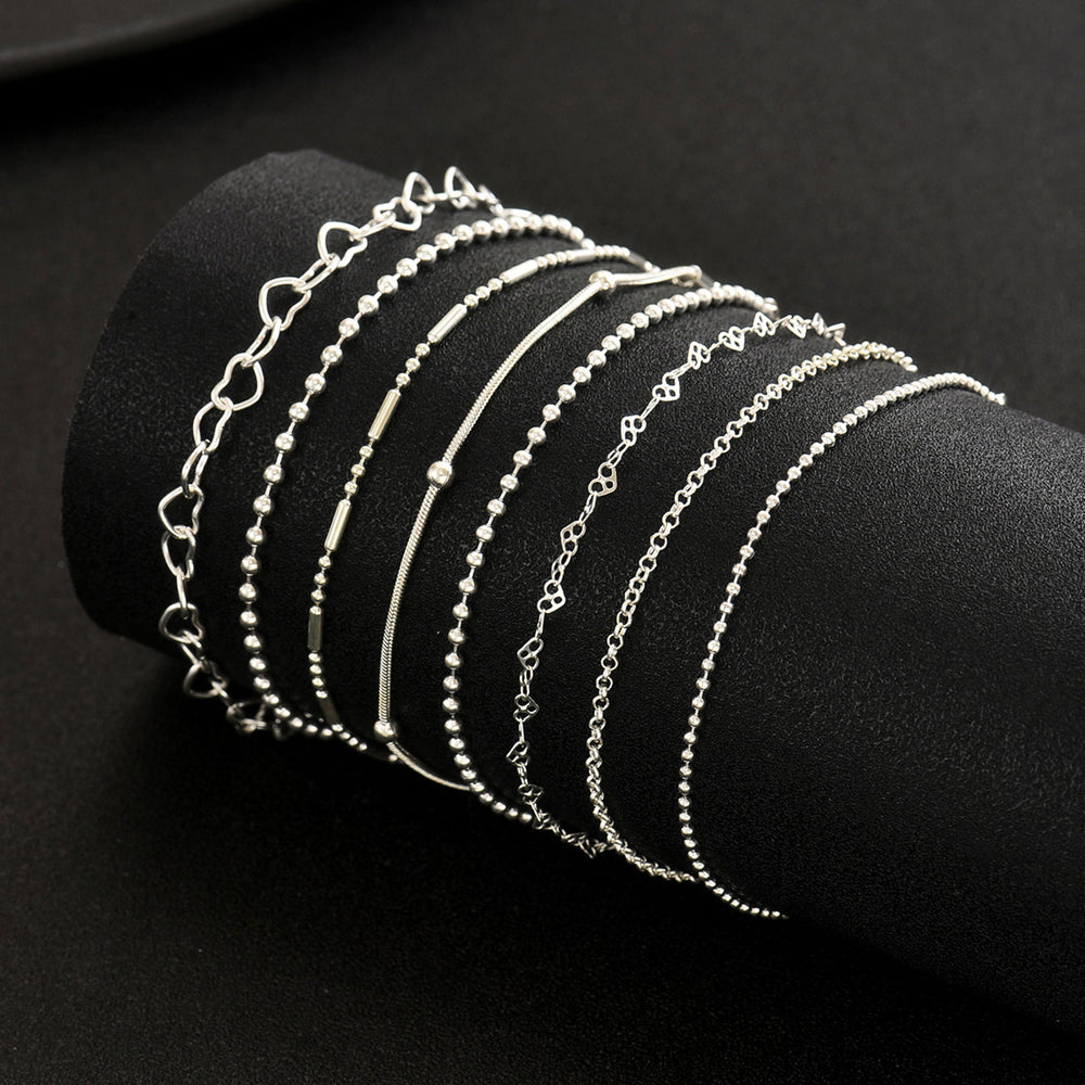 European and american cross-border jewelry: trendy & stylish alloy bracelet set for women - heart, round bead, and irregular bead designs - wholesale