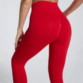 Seamless basic yoga high-waisted butt-lifting workout leggings with back v-shape design