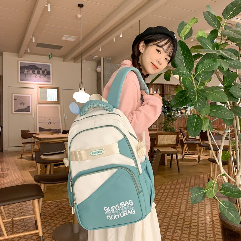 School bag male junior high school student high school student large capacity lightweight backpack simple texture backpack student school bag nylon