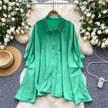 Relaxed and effortless style women's summer top - european fashion design, heavily embellished with rhinestones, single-breasted batwing sleeve blouse