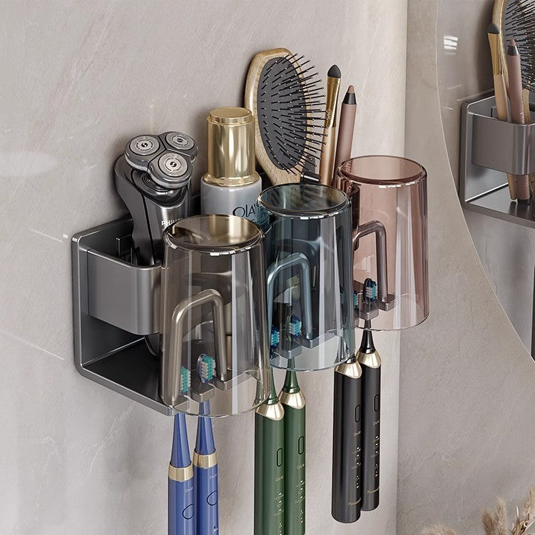Electric tooth cup toothpaste toothbrush shelf storage rack for homesuit punch-free bathroom bathroom mouthwash cup wall hanging