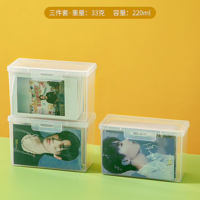 Game Card Storage Box with Lid Card Storage Box with Separator Sticker Badge Postcard Small Card Storage Box