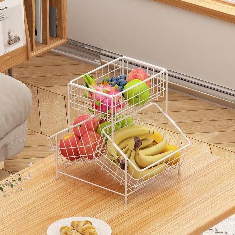European-style tiered fruit basket - living room coffee table fruit platter - kitchen spice rack - multi-purpose multi-tier storage shelf