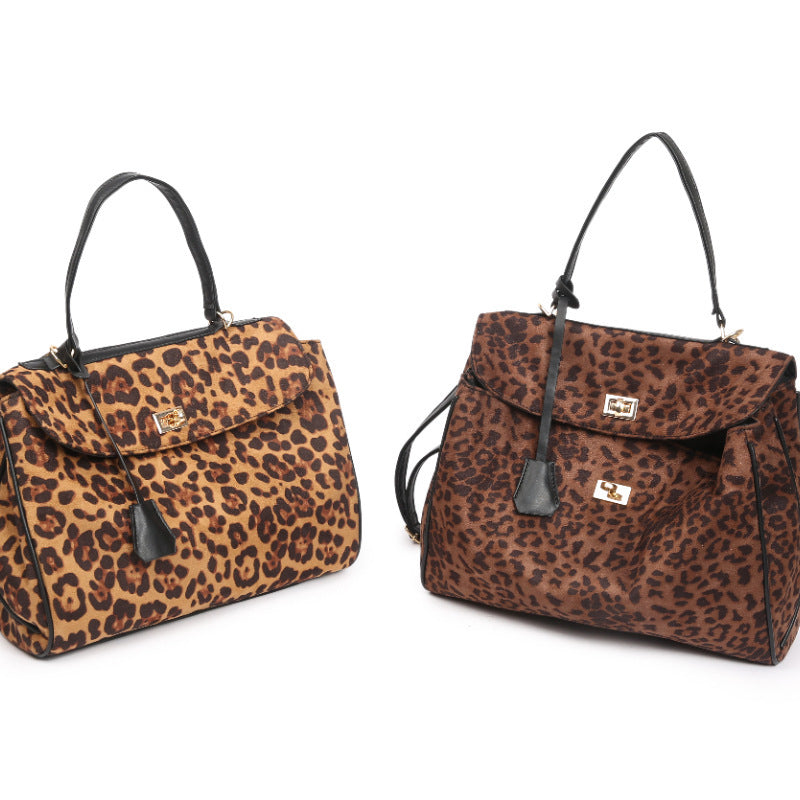 European and American fashion leopard print tote bag, high-end temperament commuter handbag, spring large-capacity casual shoulder bag