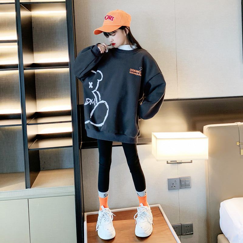 Girls'  new spring/autumn longline oversized jacket - trendy & chic top for girls - stylish spring/autumn sweatshirt