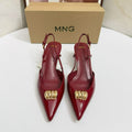 Mn2026 french retro metal women's skirt evening slip-on pointed toe high heel buckle women's shoes outwear