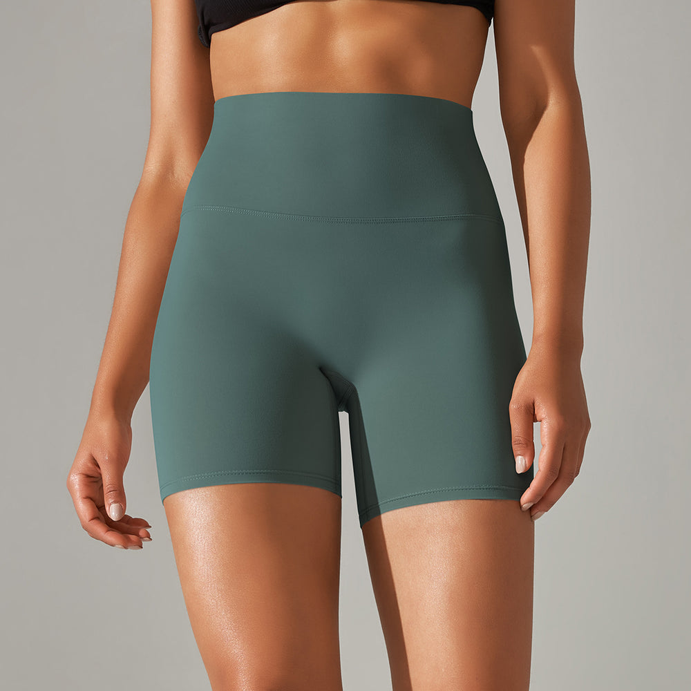 New arrival no awkward line nude high waist yoga pants women's double-sided brushed peach butt tight sports three-quarter pants