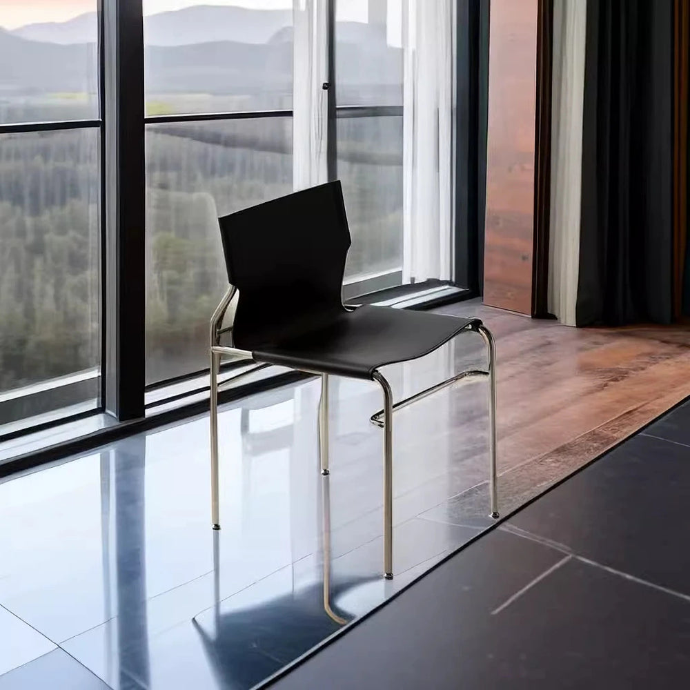 Used saddle leather chair - modern minimalist dining chair for home, living room, balcony, backrest, casual lounge, negotiation chair, office chair