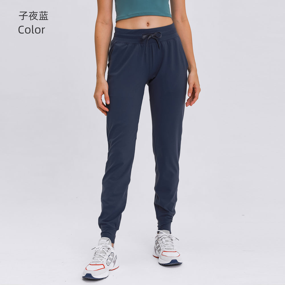 high waist yoga pants women's drawstring quick-drying elastic running fitness pants slimming look jogger pants sports pants d19069