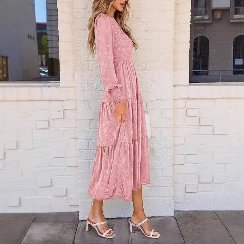 Amazon fashion elegant floral long sleeve dress women's  spring new arrival - graceful and flowy